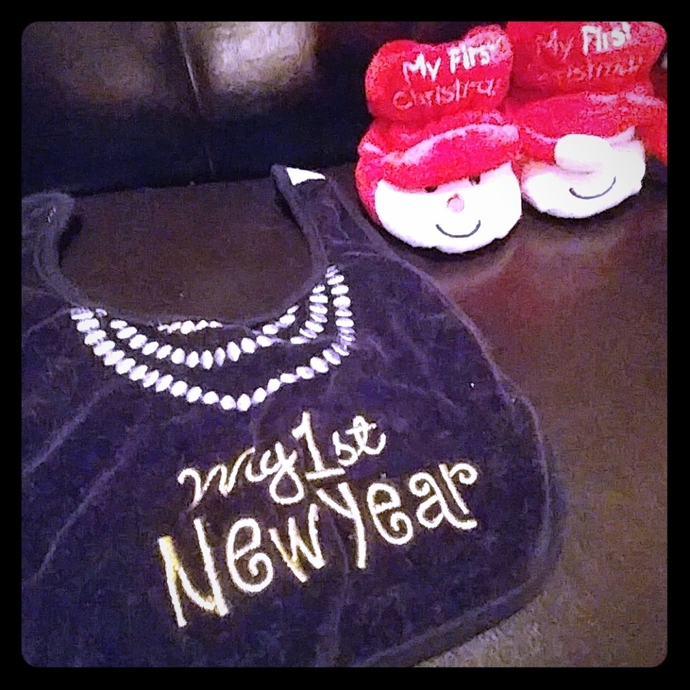 My first's - new years bib & christmas booties