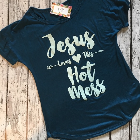 Truth! Jesus Loves This Hot Mess Tee - Picture 2 of 2