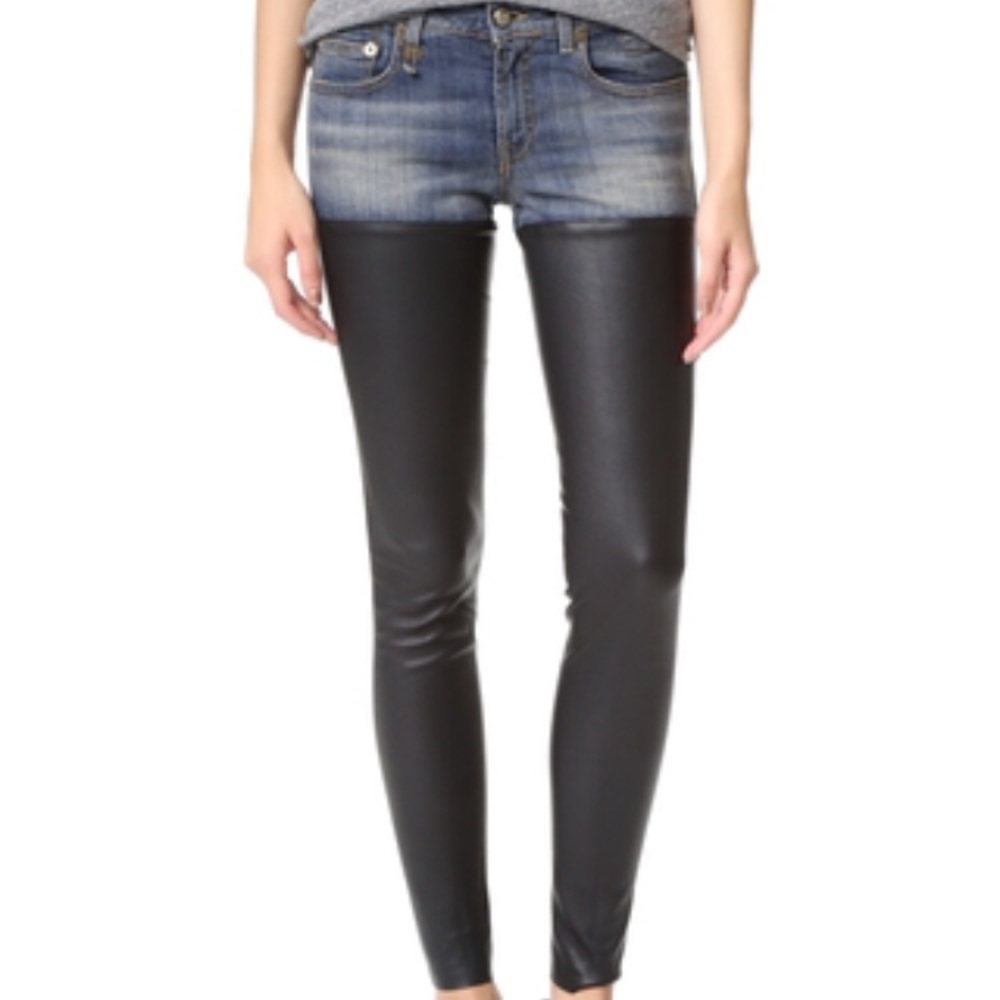 R13 denim/leather chap pants