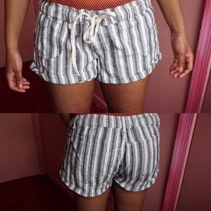 Gray white striped shorts