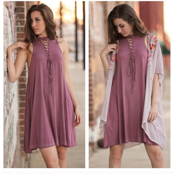 Sleeveless Mauve Vintage Wash Dress 👗 - Picture 1 of 2