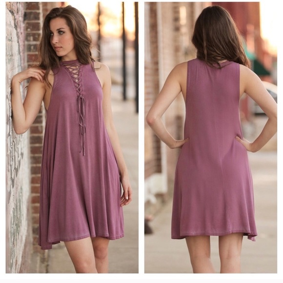 Sleeveless Mauve Vintage Wash Dress 👗 - Picture 2 of 2