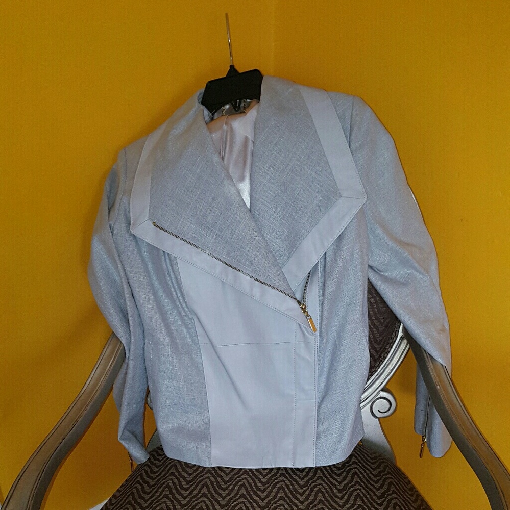 Linen & Leather ladies grey jacket