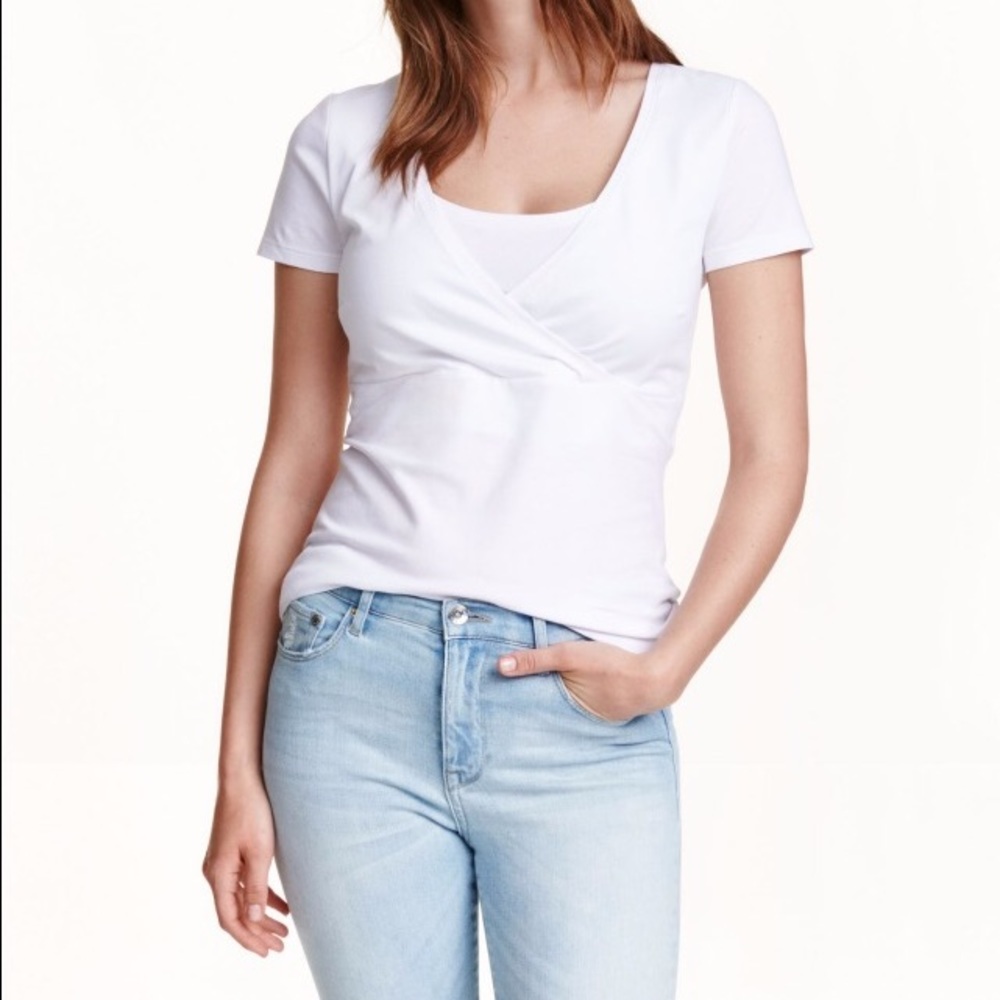 H&M Mama white organic cotton jersey nursing tee