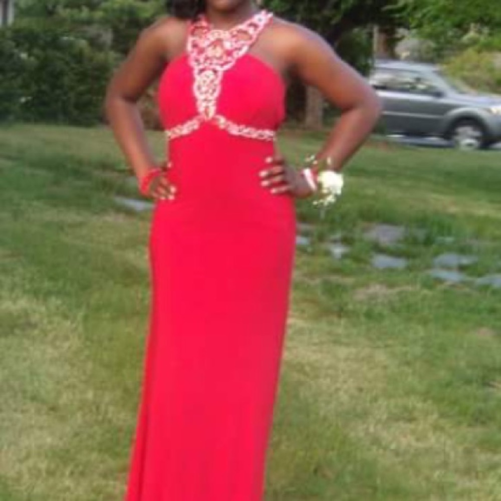 Vibrant red prom dress