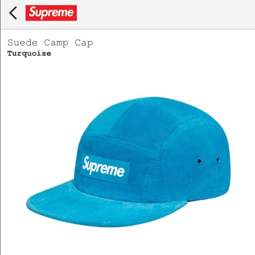 Supreme Suede Camp Cap in turquoise