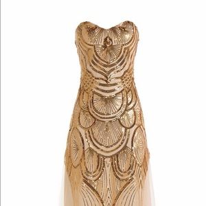 NWT Sequin Strapless Lace Women's Long Dress | XL