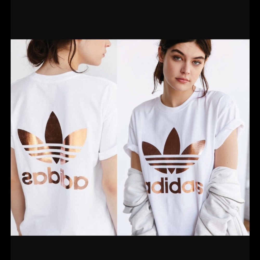 Adidas gold and white shirt