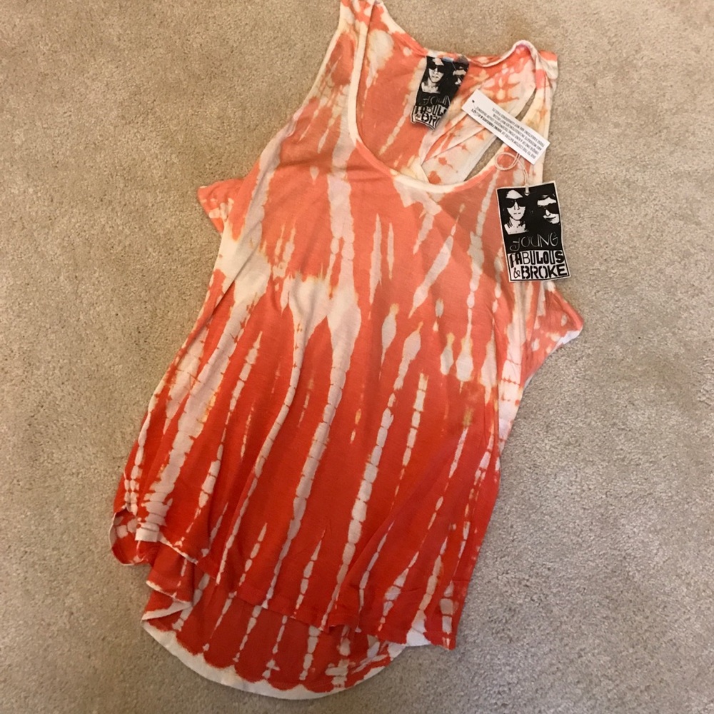 NWT Young Fabulous and Broke Orange Drape Tank Top