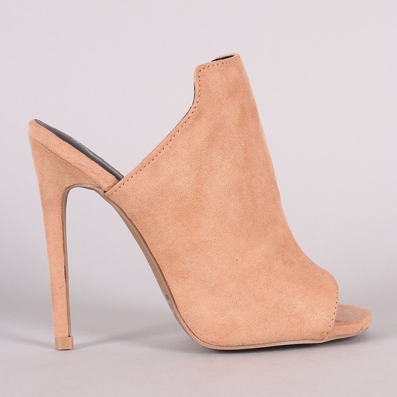 Blush Stiletto Peep Toe Mule Heel - Picture 2 of 3