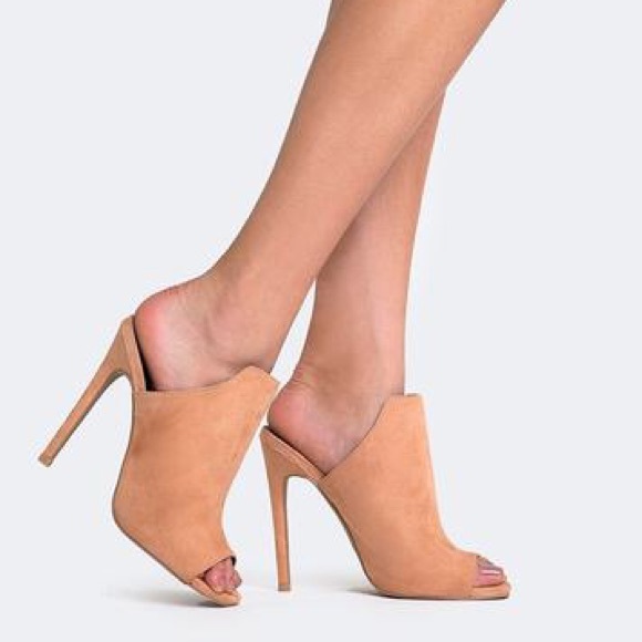 Blush Stiletto Peep Toe Mule Heel - Picture 3 of 3