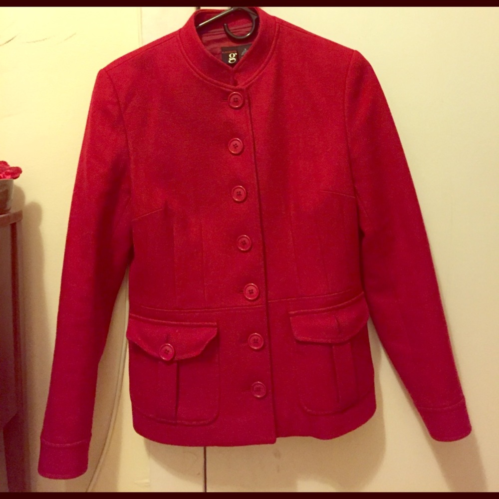 🎉HP🧥Red wool Nehru collar jacket