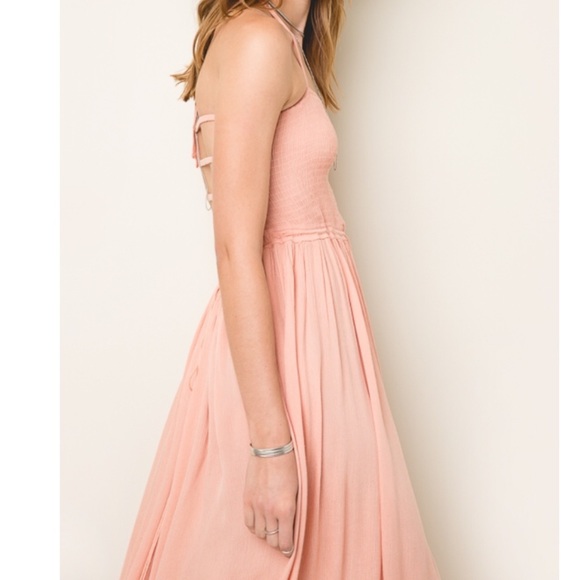 Adaline Smocked Backless Maxi Dress in Peach - Picture 4 of 7