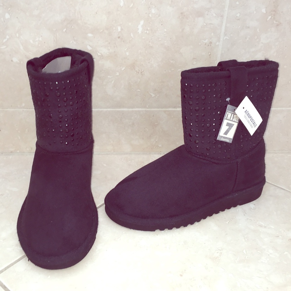 Aeropostale Rhinestone Faux Suede Boots Size 7