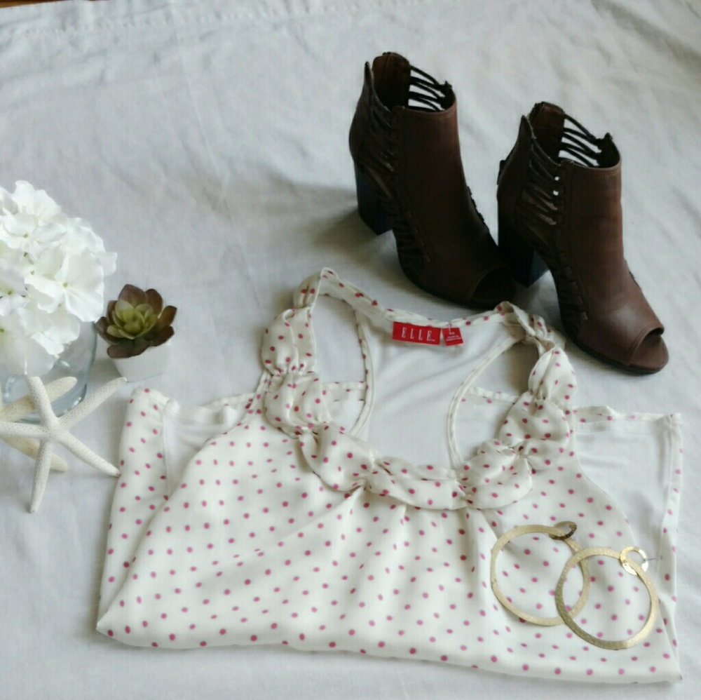 Pink Polka Dot Racerback Tank