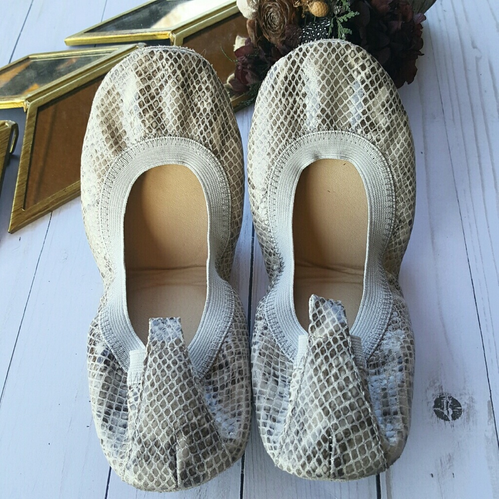 Yosi Samra Gray Snake Skin Ballet Flat