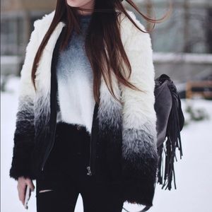 NWOT! Black and White Faux Fur Coat 🌸