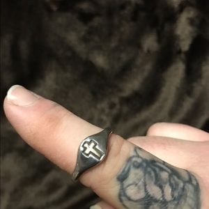 925 and 14K cross ring