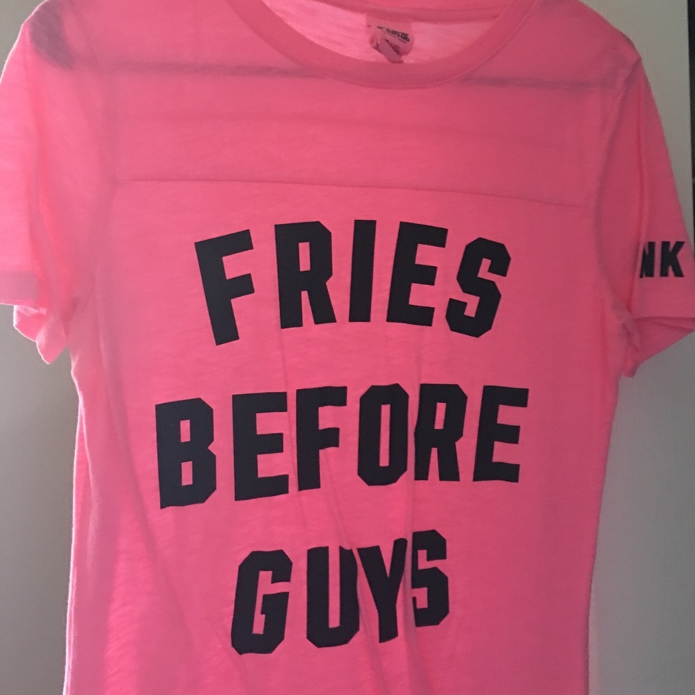 PINK Victoria's Secret tee "Fries before guys"