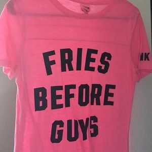 PINK Victoria's Secret tee "Fries before guys"