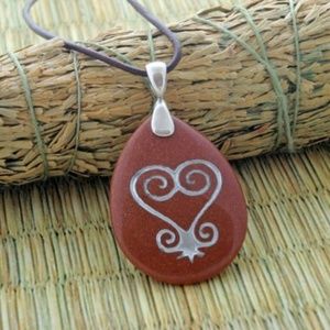 Sankofa Goldstone Pendant Necklace Handmade