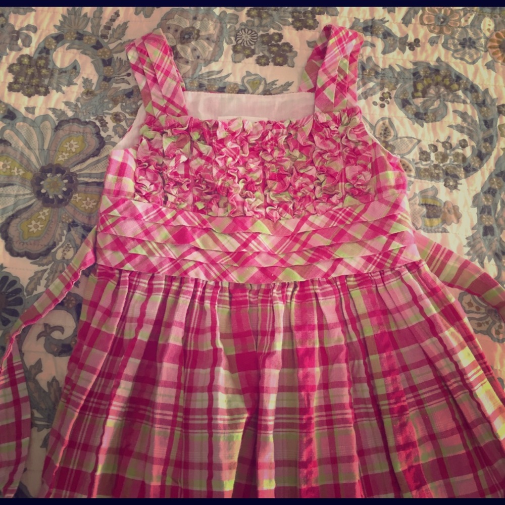 Pretty pink checkered dress.