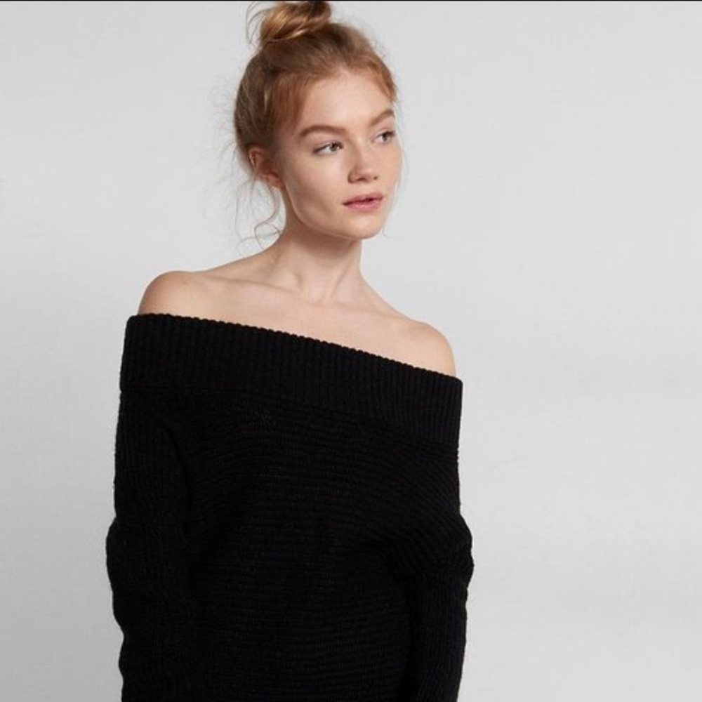 Express Black knit off the shoulder sweater