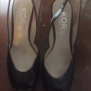 Michael Kors sling back black wedges