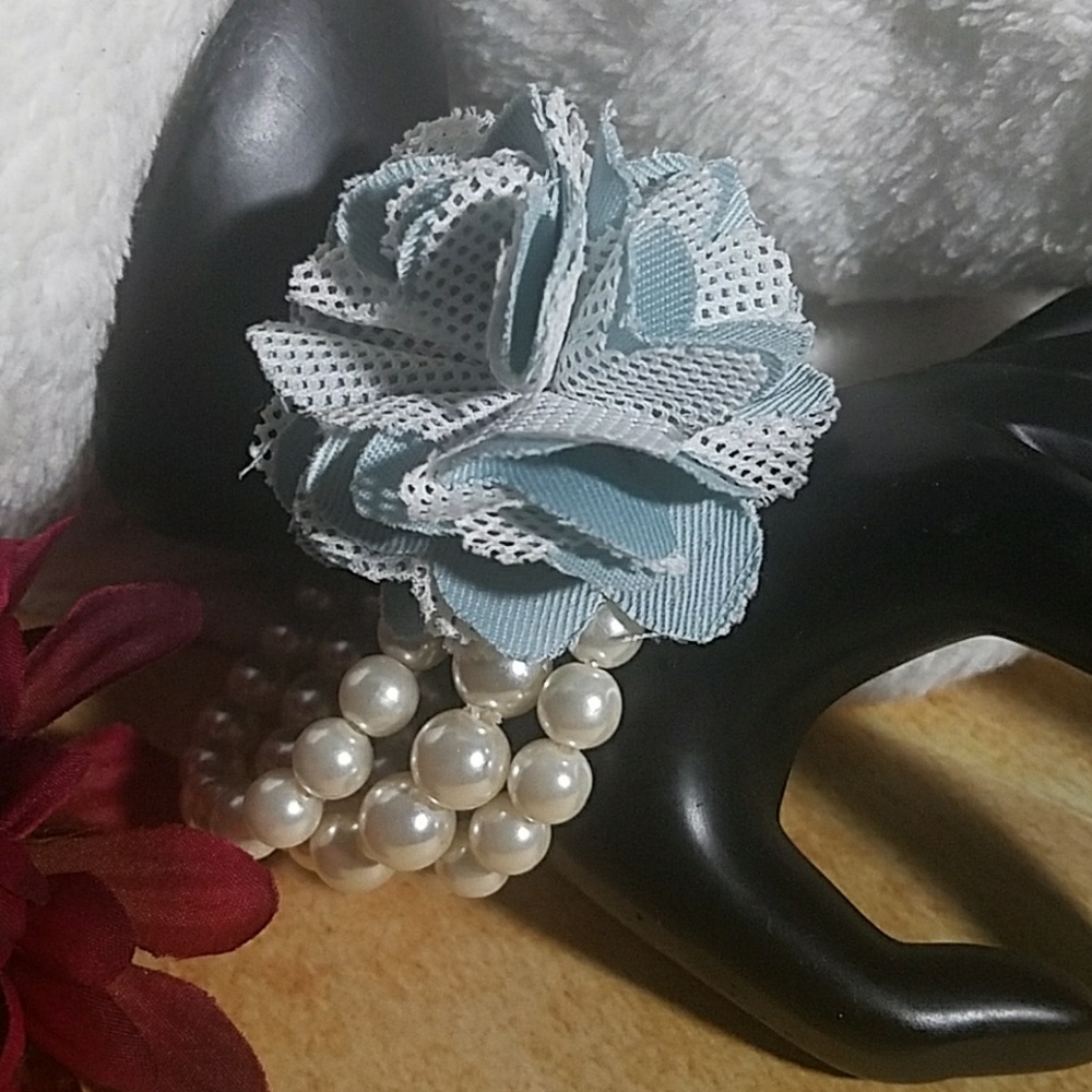 B485 💎3/$12 Unique Denim & Pearl Bracelet Set