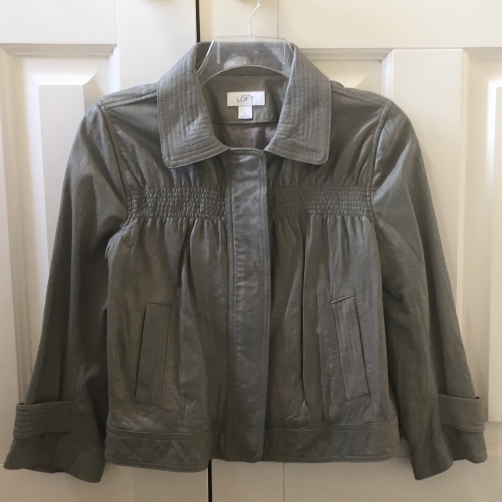 Loft Grey Leather Jacket size 2