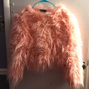 Pink fur coat
