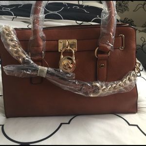 Camel and gold Michael kors bag