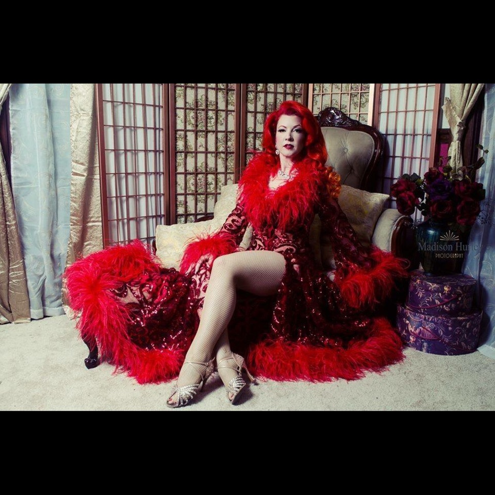 Custom Burlesque Showgirl Gown Robe Feather Dwnpmt