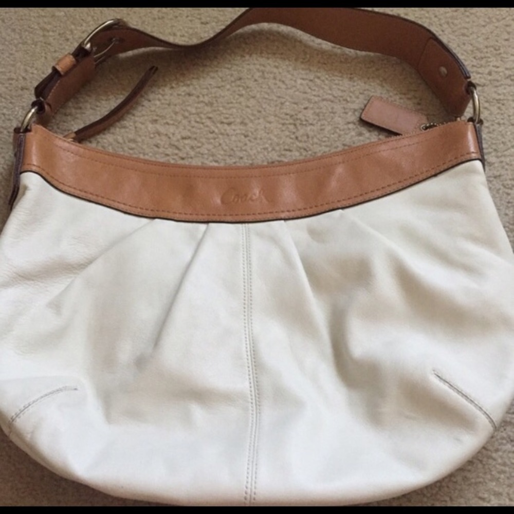 Coach white and tan hobo