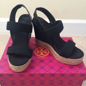 Tory Burch Size 7 Two Band Wedge Sling Back