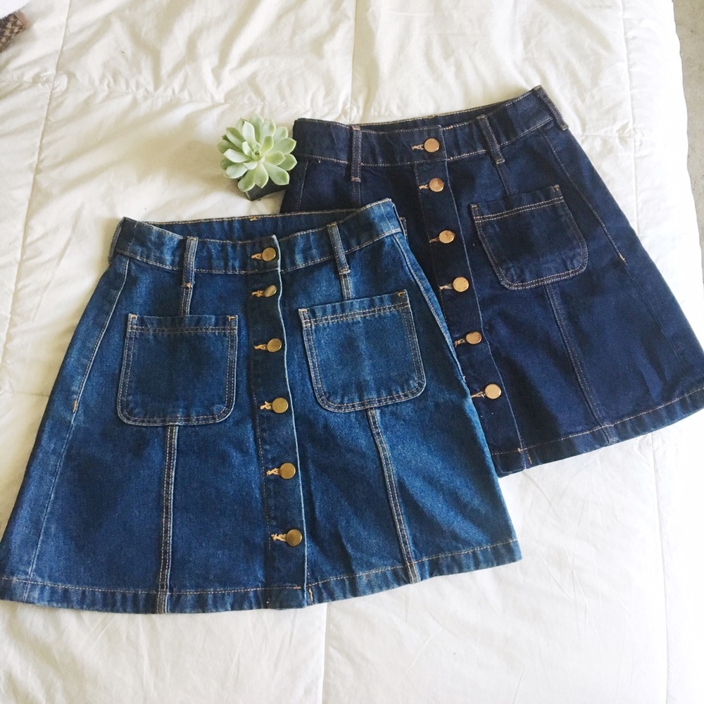 Mini denim button up skirt