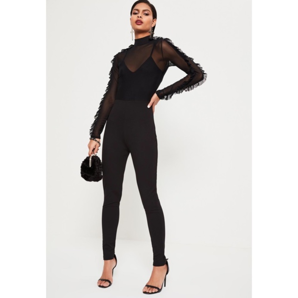Missguided Black Mesh Jumpsuit