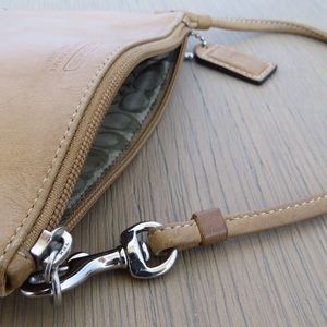Coach Leather Small Wristlet in Tan