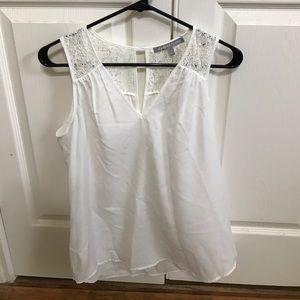 White lace shoulder tank.