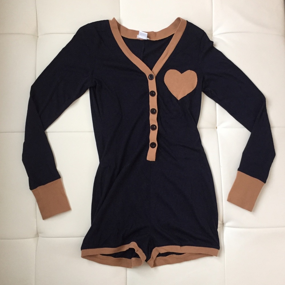 Forever21 Navy Romper with Heart Detail
