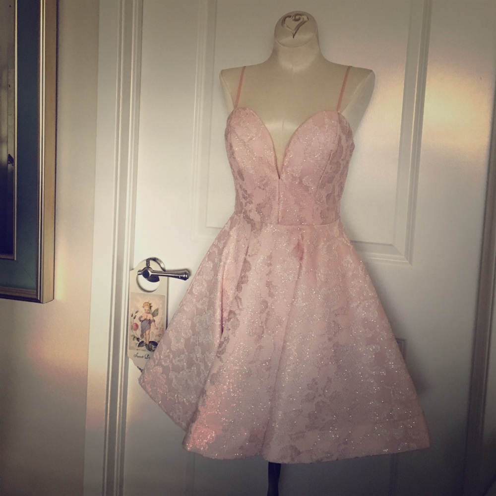 Dillard's Blush/Silver prom dress