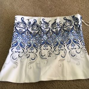 Blue and white embroidered bustier