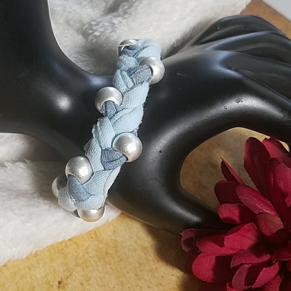 B444 🛍Denim & Fabric Woven Bracelet
