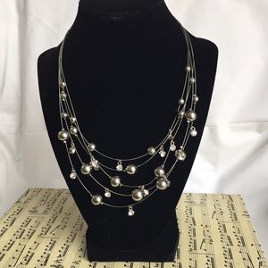 Cookie Lee Silver & Rhinestone Illusion Necklace