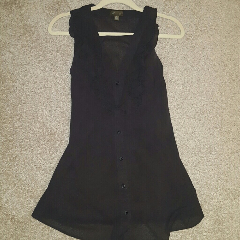 Sheer black ruffled top