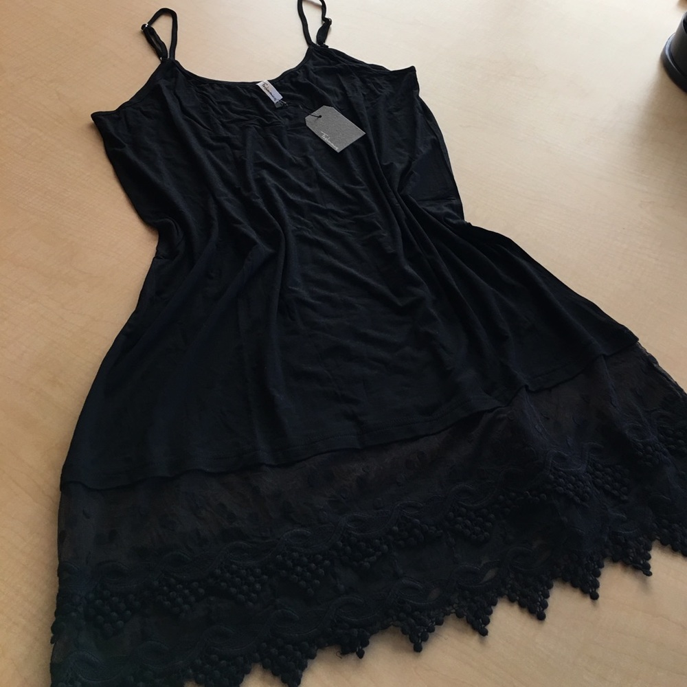Black polkadot and lace trim swing tank dress - Picture 6 of 8