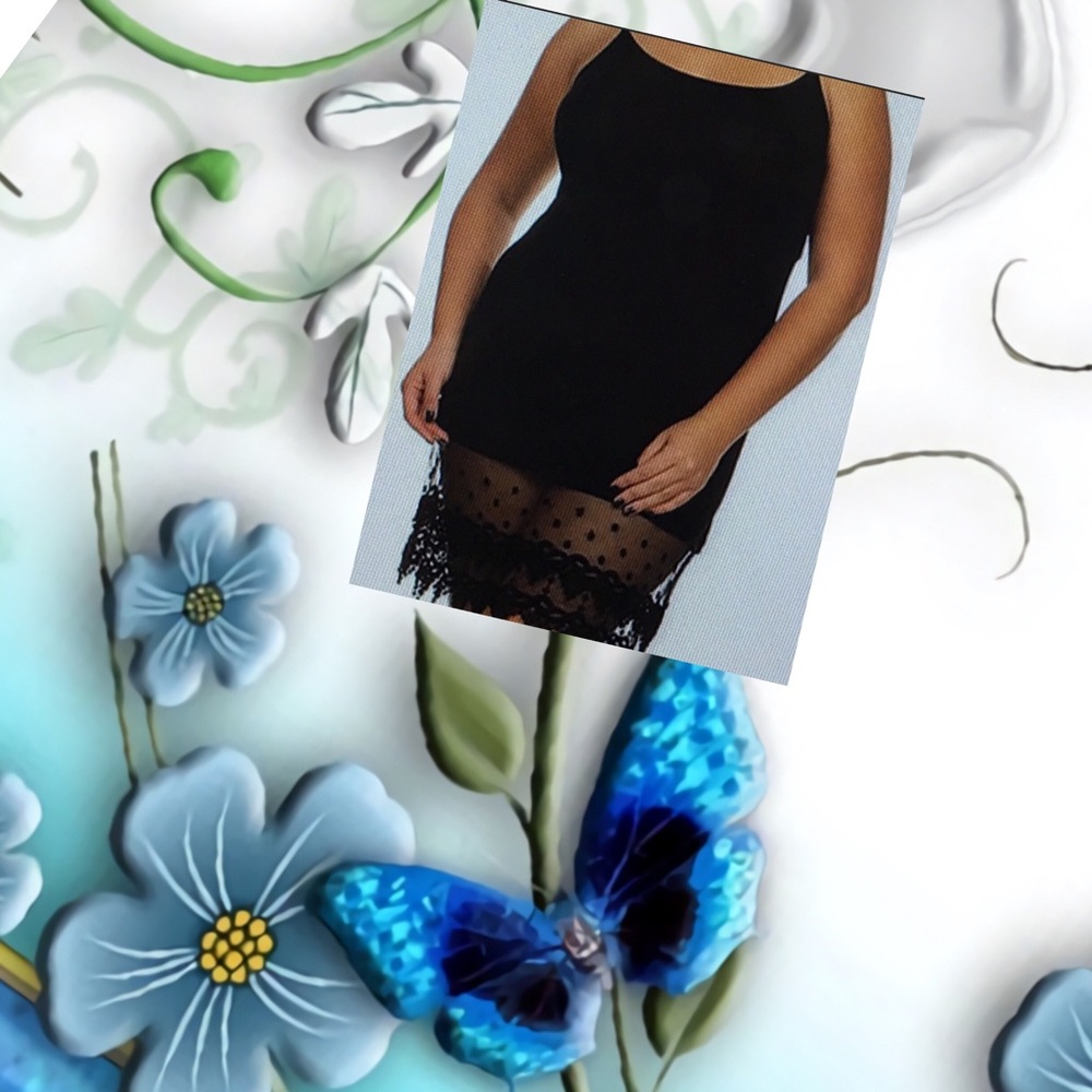 Black polkadot and lace trim swing tank dress - Picture 2 of 8