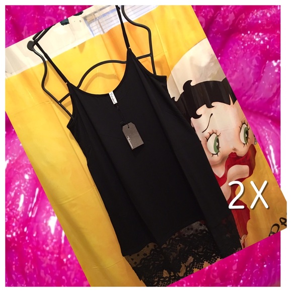 Black polkadot and lace trim swing tank dress - Picture 7 of 8