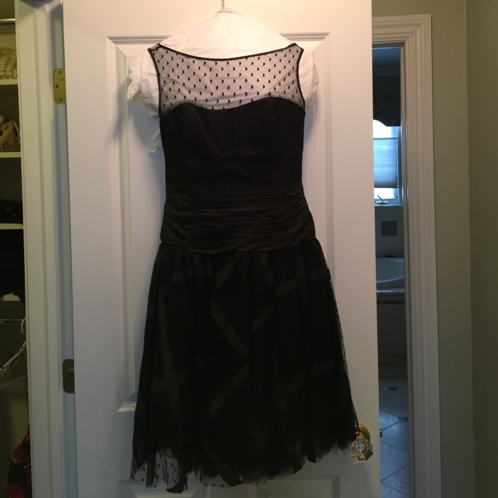 Black cocktail dress with lace