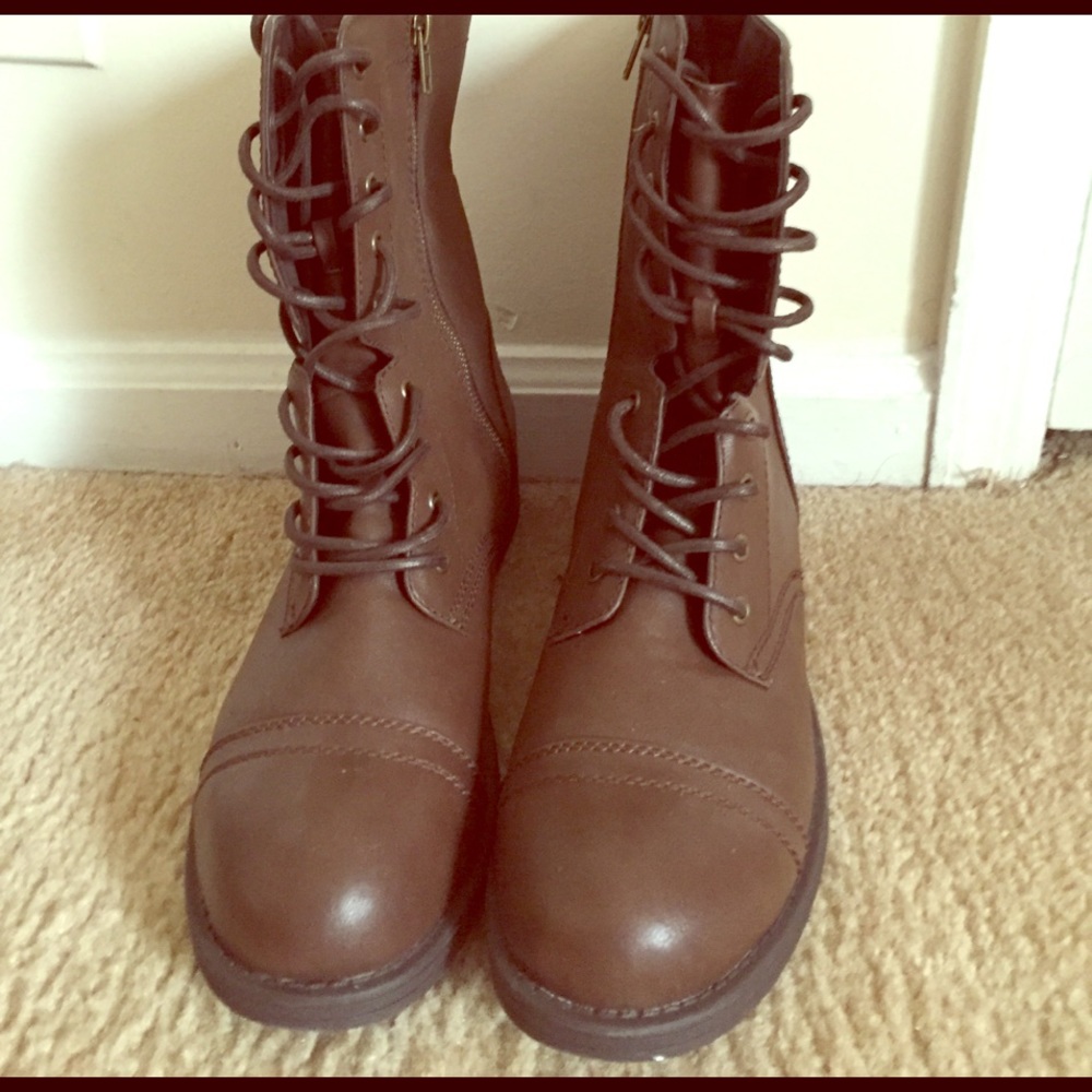 🍫Cute Chocolate Brown Combat Boots